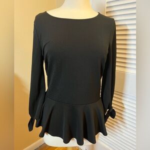 Banana Republic Black top. Pull over long sleeve with tie sleeves